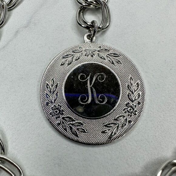 Silver Tone K Initial Chain Link Belt Y2K Festival XS/Small (XS/S) ✨ - Picture 2 of 10